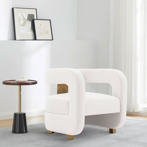 Manhattan Comfort Modern Amirah Velvet Accent Chair in White - AC060-WH