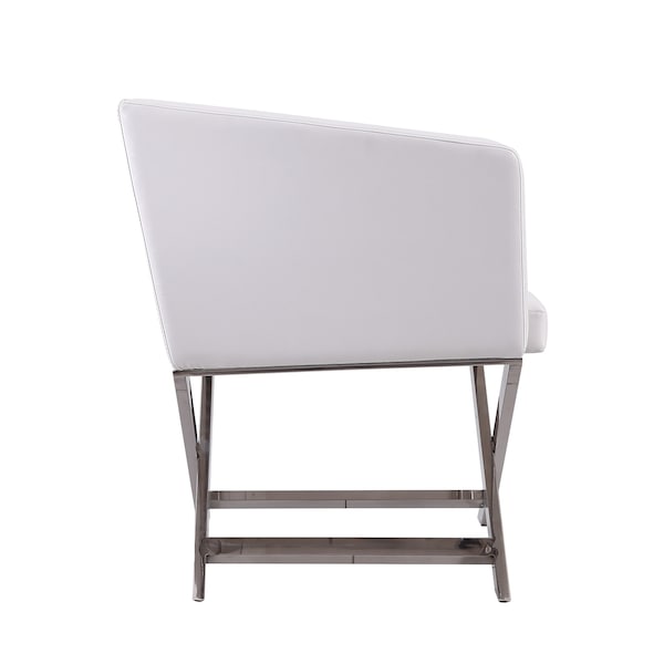 Manhattan Comfort Hollywood Lounge Accent Chair in White and Polished Chrome - AC050-WH