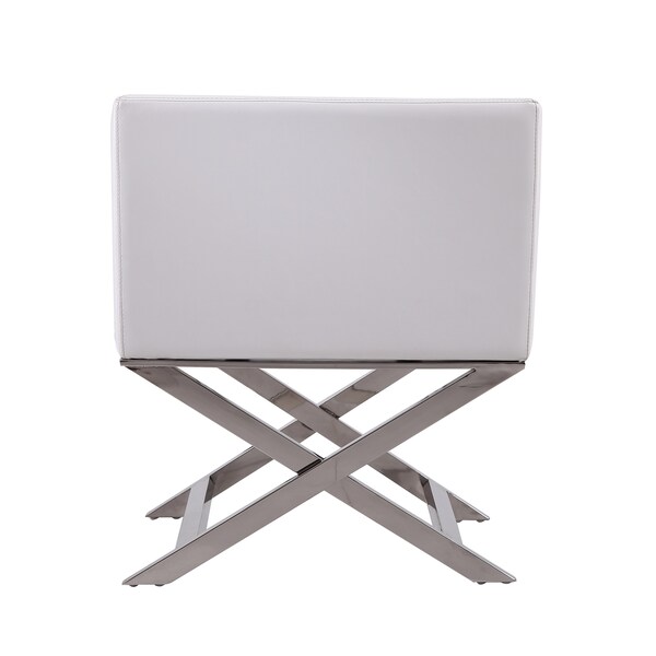 Manhattan Comfort Hollywood Lounge Accent Chair in White and Polished Chrome - AC050-WH