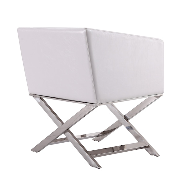 Manhattan Comfort Hollywood Lounge Accent Chair in White and Polished Chrome - AC050-WH