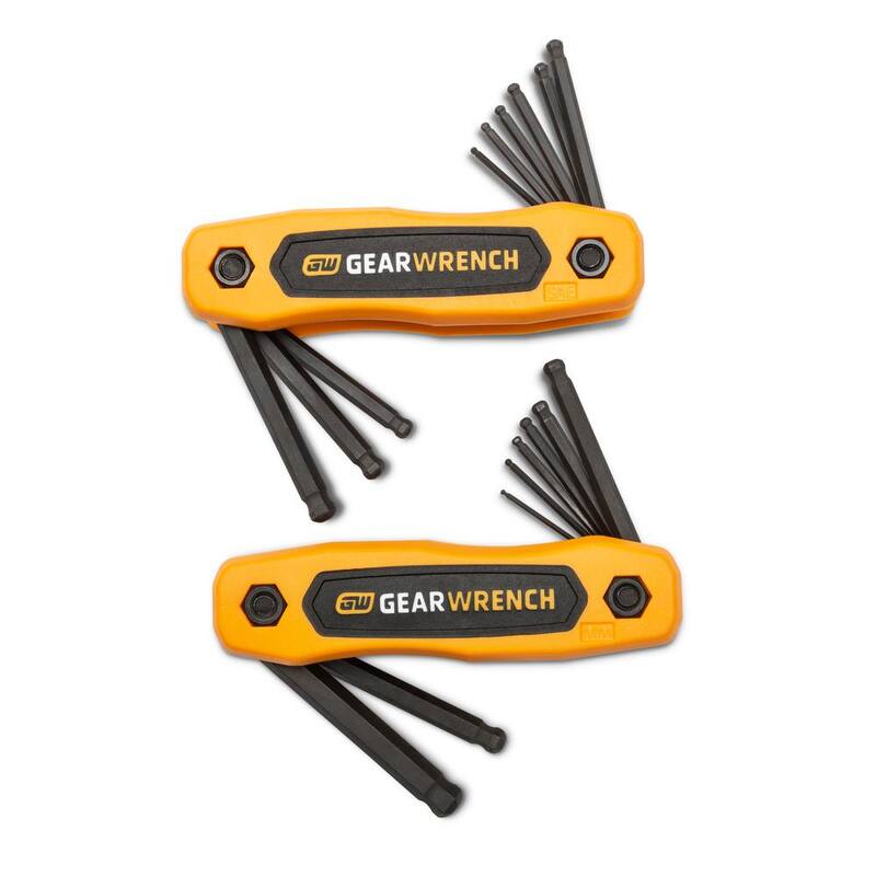 GEARWRENCH SAE & Metric Folding Ball End Hex Key Set (17-Piece) - 83511