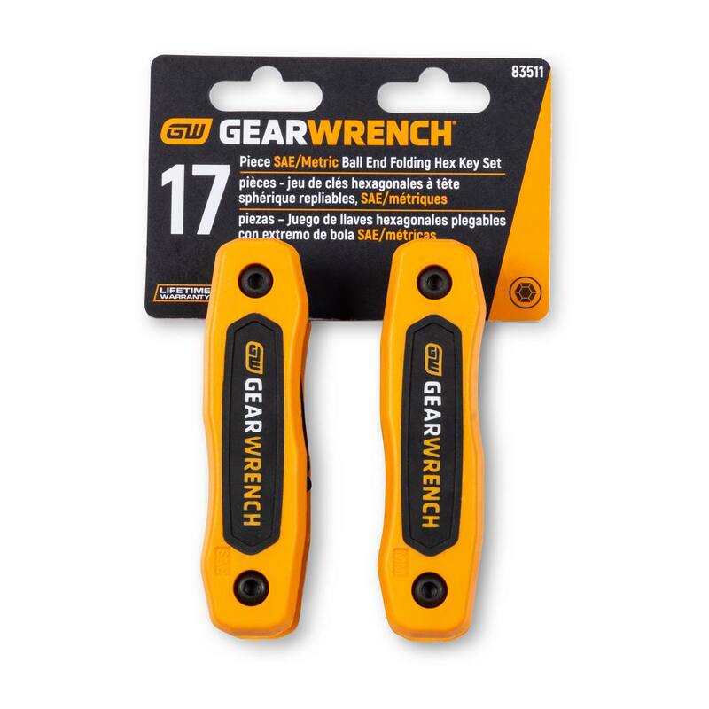 GEARWRENCH SAE & Metric Folding Ball End Hex Key Set (17-Piece) - 83511