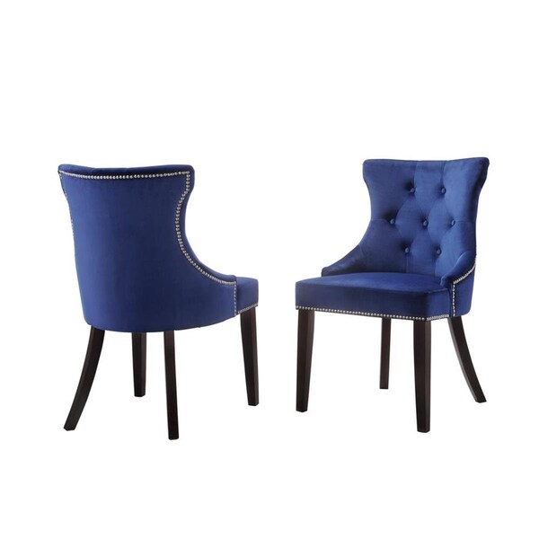 Guest Room Julia Tufted Back Upholstered Nail Head Chair - Espresso & Navy - 23.5 x 21 x 35 in., 2PK - GU2549241