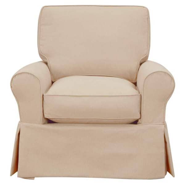 Fine-Line Horizon Slipcovered Swivel Rocking Chair Tan - Fabric - FI3211480