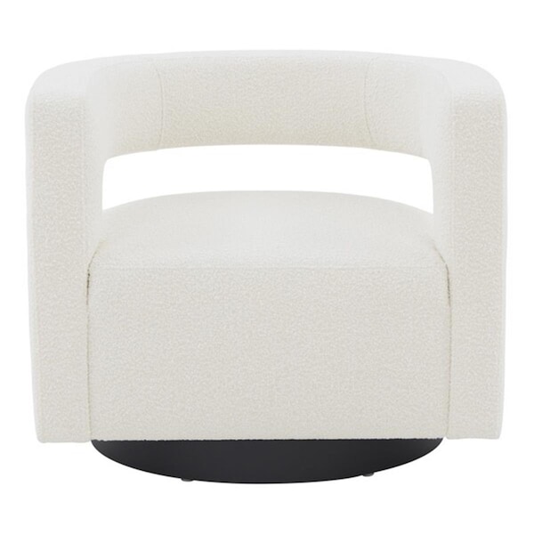 Safavieh Edgar Boucle Swivel Chair, Ivory & Black - SFV4764D