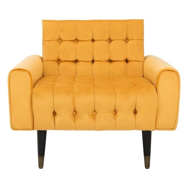 Safavieh Amaris Tufted Accent Chair - Marigold, Black & Brass - ACH4503B