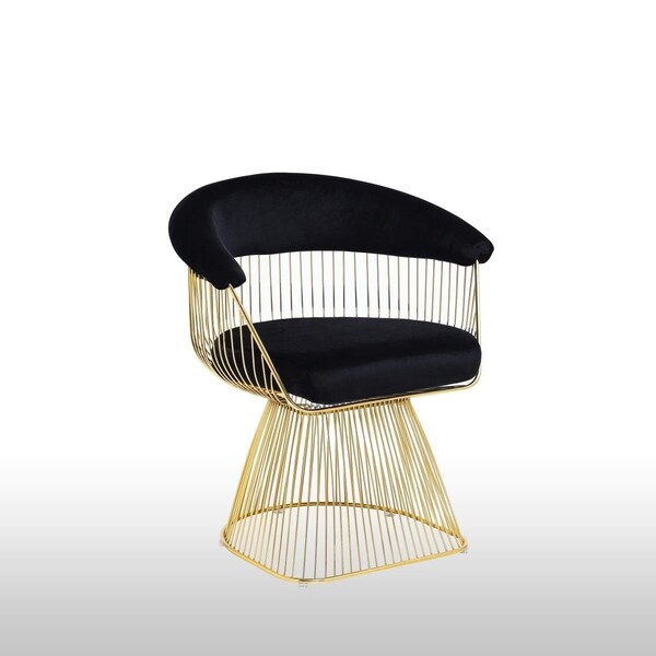 Kd Gabinetes GH03-Black Accent Chair Gary Black Velvet With Gold Plated Frame Accent Chair - KD2533058