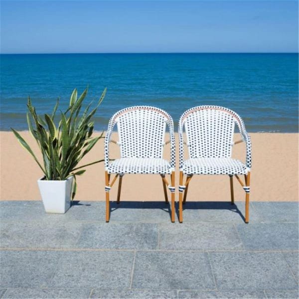 Safavieh California Armchair, White & Navy, 2PK - PAT7531D-SET2