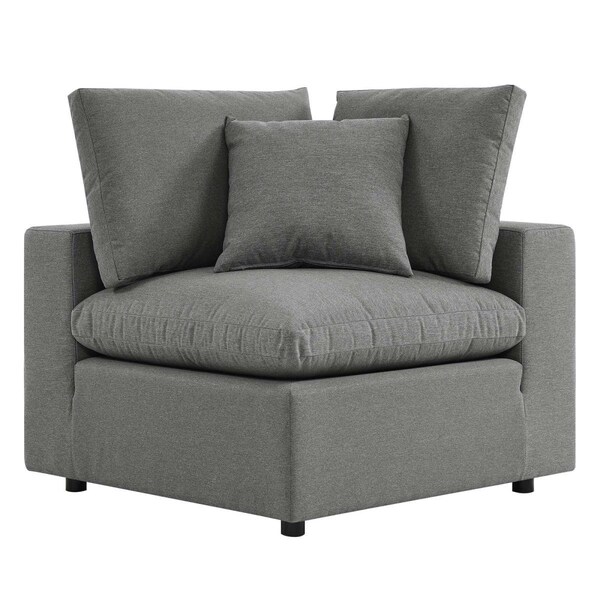 Modway Furniture 300 lbs Commix Overstuffed Outdoor Patio Corner Chair, Charcoal - EEI-4904-CHA