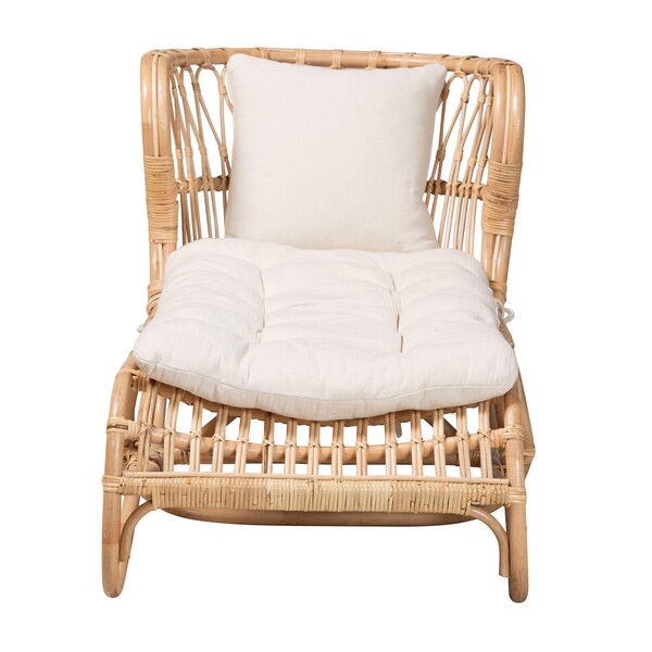 Bali & Pari Delara Modern Bohemian Natural Brown Rattan Chaise - 236-12703-ZORO