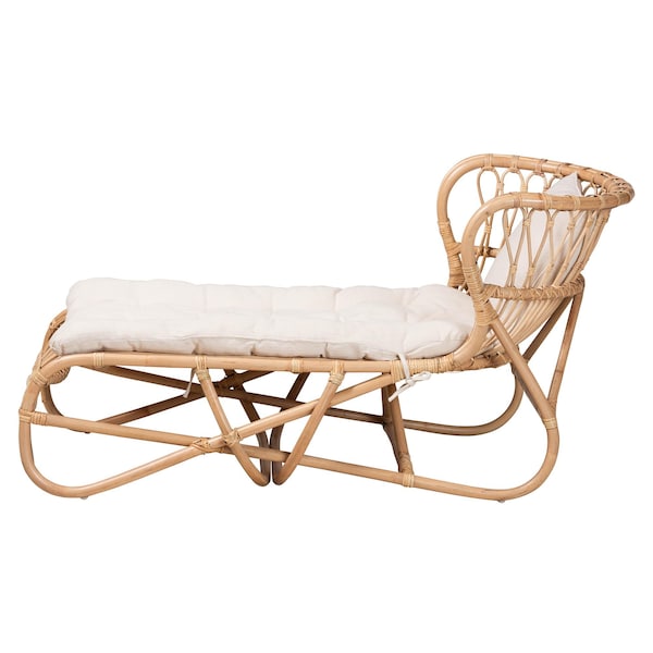Bali & Pari Delara Modern Bohemian Natural Brown Rattan Chaise - 236-12703-ZORO