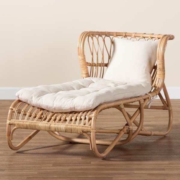 Bali & Pari Delara Modern Bohemian Natural Brown Rattan Chaise - 236-12703-ZORO