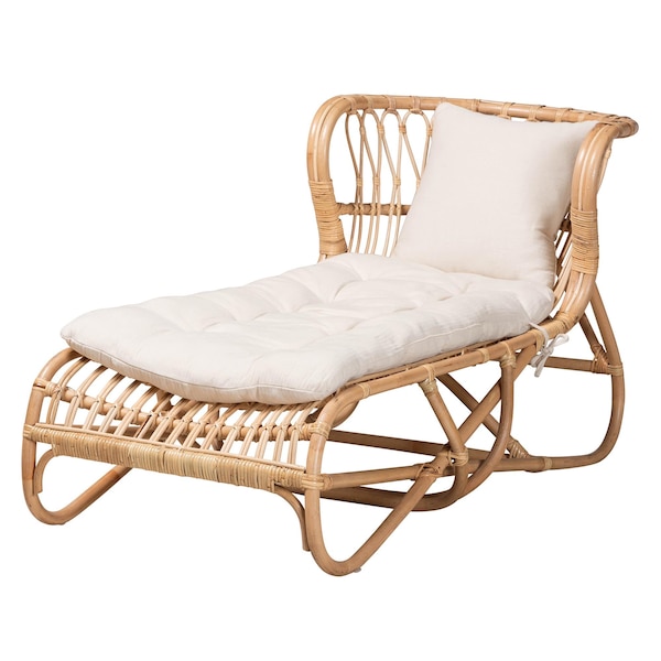 Bali & Pari Delara Modern Bohemian Natural Brown Rattan Chaise - 236-12703-ZORO