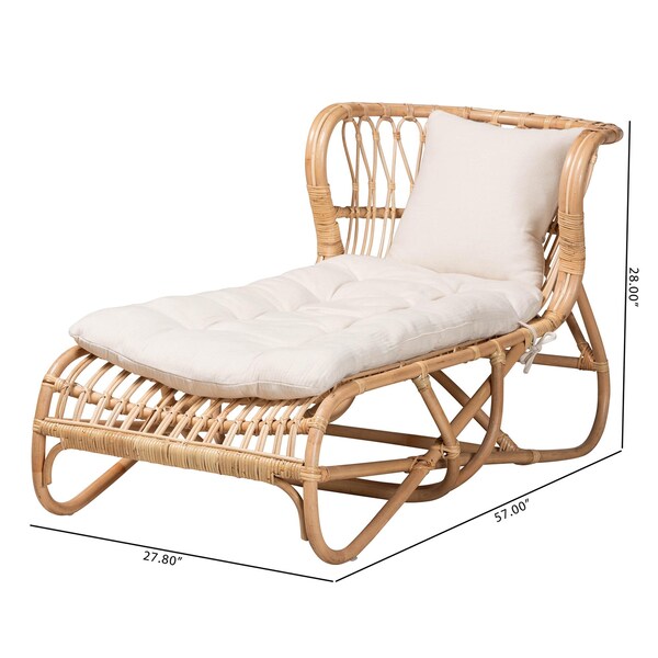 Bali & Pari Delara Modern Bohemian Natural Brown Rattan Chaise - 236-12703-ZORO
