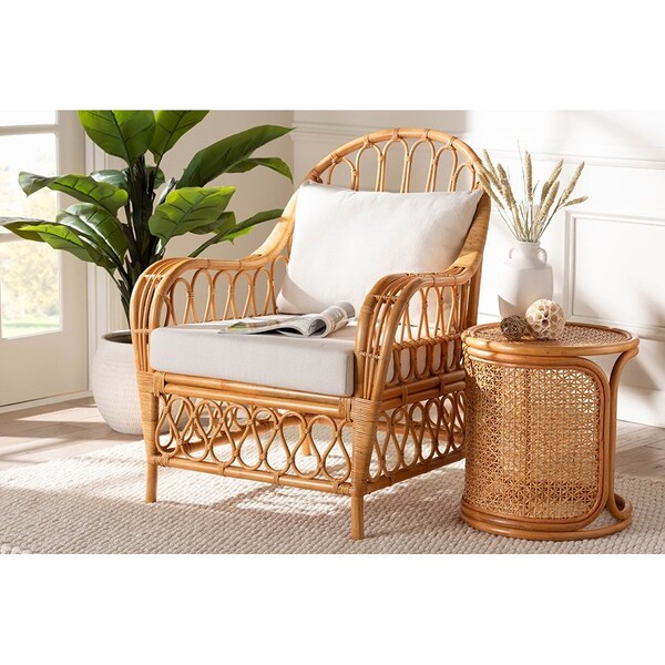 Bali & Pari Reina Bohemian Light Honey Rattan Arm Chair - 246-13726-ZORO