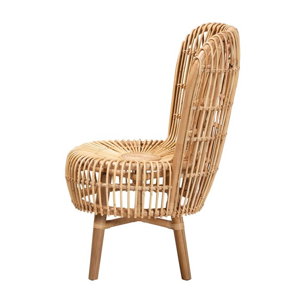 Bali & Pari Nagoya Modern Bohemian Natural Rattan Tall Lounge Chair - 235-13343-ZORO