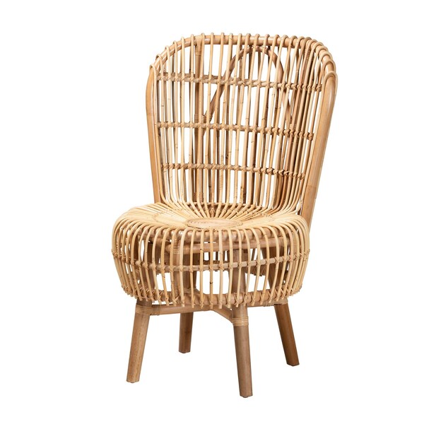Bali & Pari Nagoya Modern Bohemian Natural Rattan Tall Lounge Chair - 235-13343-ZORO