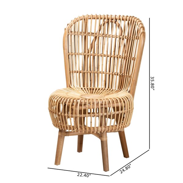 Bali & Pari Nagoya Modern Bohemian Natural Rattan Tall Lounge Chair - 235-13343-ZORO