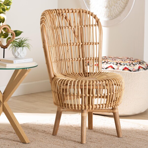 Bali & Pari Nagoya Modern Bohemian Natural Rattan Tall Lounge Chair - 235-13343-ZORO