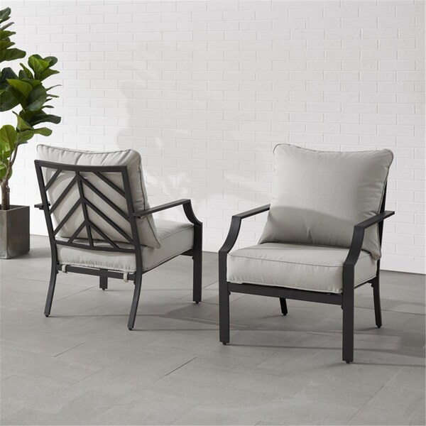 Templeton 33.25 x 27 x 30 in. Otto Outdoor Metal Armchair Set, Gray - 2 Piece - TE3046459