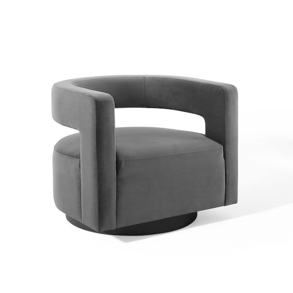 Modway Furniture Spin Cutaway Performance Velvet Swivel Armchair - Gray - EEI-3947-GRY