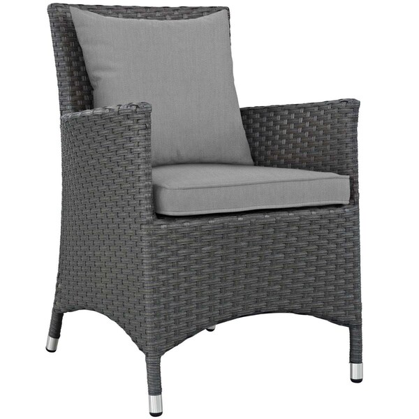 Modway Furniture Sojourn Dining Outdoor Patio Sunbrella Armchair - Canvas Gray, 34.5 x 24.5 x 25.5 in. - EEI-1924-CHC-GRY