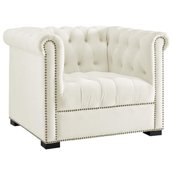 Modway Furniture Heritage Upholstered Velvet Armchair - Ivory, 30.5 x 40 x 35 in. - EEI-3065-IVO