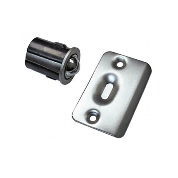 Cal-Royal Adjustable Drive-In Ball Catch Full Lip Strike, 1-3/8 x 2-1/4 Round Corner Strike, US26D Satin - DIB1-26D