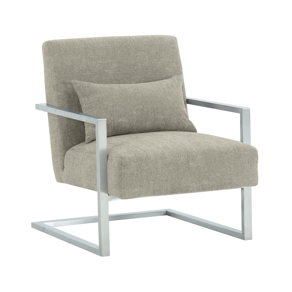 Armen Living Skyline Modern Accent Chair In Gray Linen and Steel Legs - LCSKCHGR