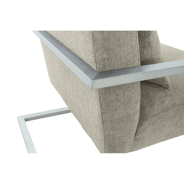 Armen Living Skyline Modern Accent Chair In Gray Linen and Steel Legs - LCSKCHGR