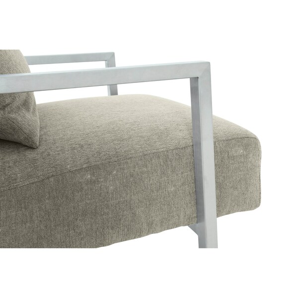 Armen Living Skyline Modern Accent Chair In Gray Linen and Steel Legs - LCSKCHGR