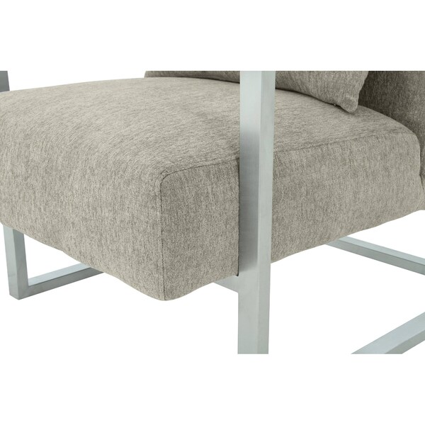 Armen Living Skyline Modern Accent Chair In Gray Linen and Steel Legs - LCSKCHGR