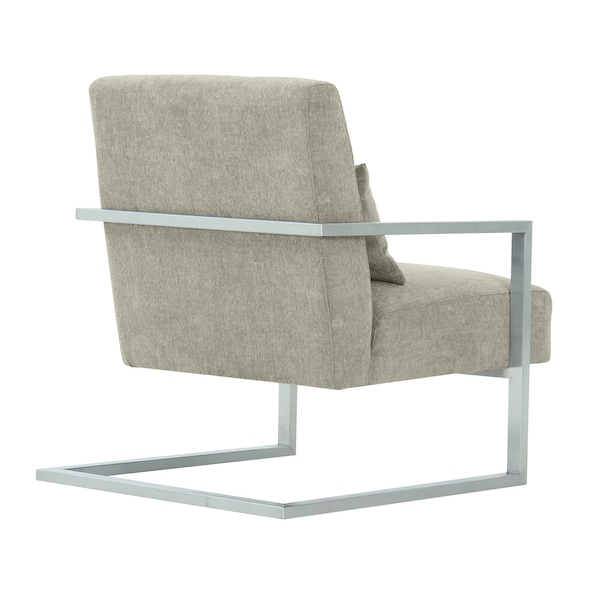 Armen Living Skyline Modern Accent Chair In Gray Linen and Steel Legs - LCSKCHGR