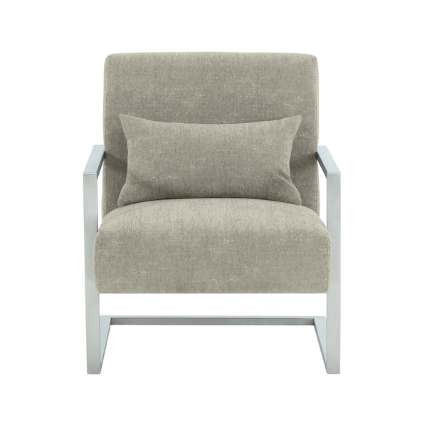 Armen Living Skyline Modern Accent Chair In Gray Linen and Steel Legs - LCSKCHGR