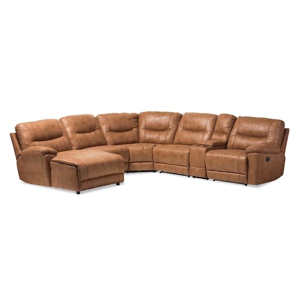 Baxton Studio Mistral Brown 6-Piece Sectional with Recliners Corner Lounge Suite - 129-7128