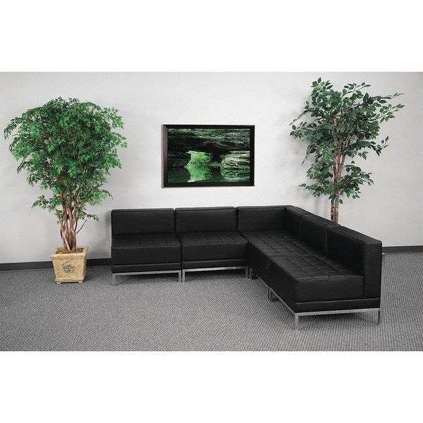 Flash Furniture 5 pcs. Living Room Set, 28-3/4", 84-1/2" x 27-1/2", Upholstery Color: Black - ZB-IMAG-SECT-SET5-GG