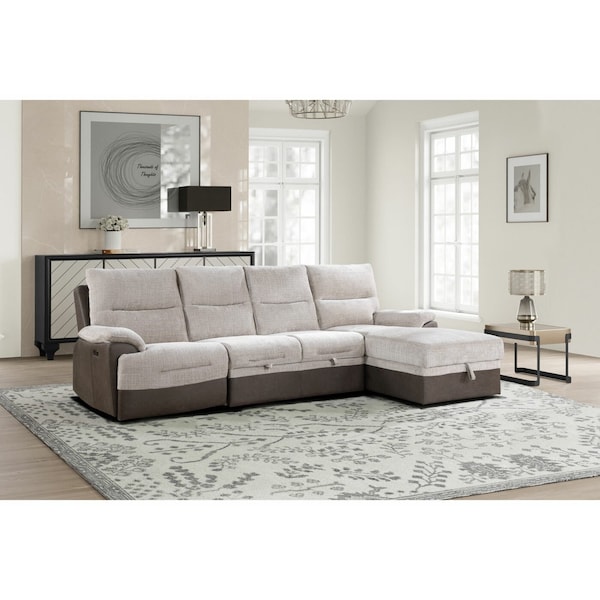 Global Furniture Usa U3822 BEIGE/BROWN SECTIONAL WITH PO AND USB - 6449