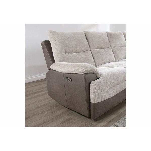 Global Furniture Usa U3822 BEIGE/BROWN SECTIONAL WITH PO AND USB - 6449