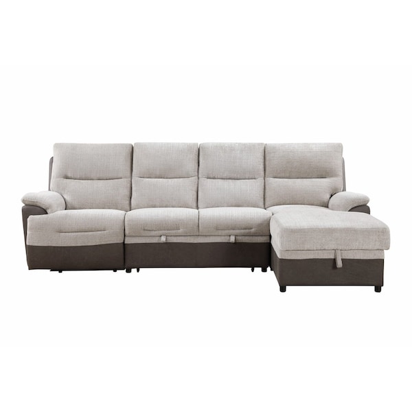 Global Furniture Usa U3822 BEIGE/BROWN SECTIONAL WITH PO AND USB - 6449