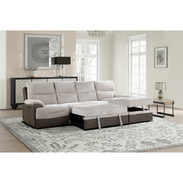 Global Furniture Usa U3822 BEIGE/BROWN SECTIONAL WITH PO AND USB - 6449