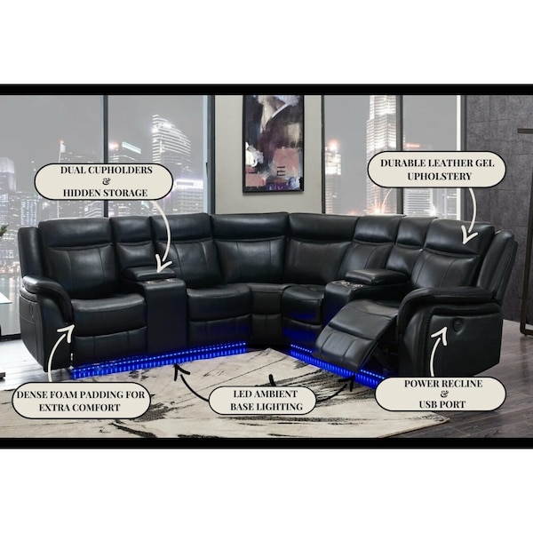 Global Furniture Usa Contemporary  Agnes Um02 Black Sectional - 5375