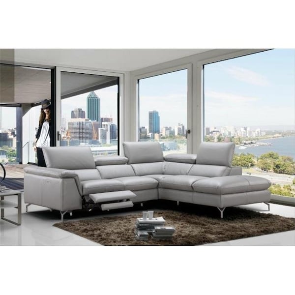 J&M Furniture J&M Furniture 18235-RHFC Viola Premium Leather Sectional in Right Hand Facing Chaise; Light Grey - 18235-RHFC