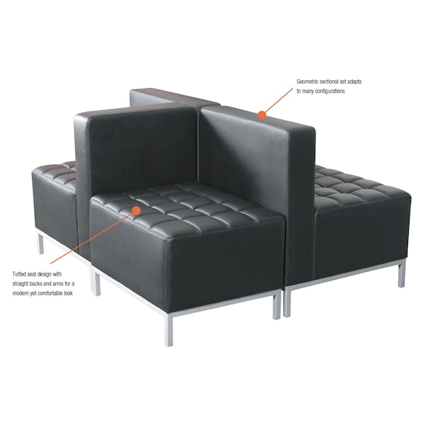 Alera Sofa, 26-3/8" x 30-1/2", Upholstery Color: Black, Frame Material: Steel - QB8016