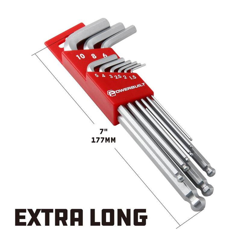 Powerbuilt 9-Piece Metric Long Arm Hex Key Wrench Set - 640082
