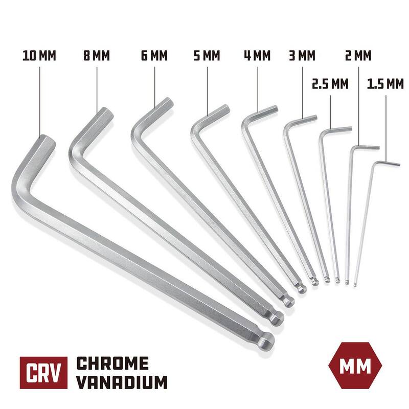 Powerbuilt 9-Piece Metric Long Arm Hex Key Wrench Set - 640082