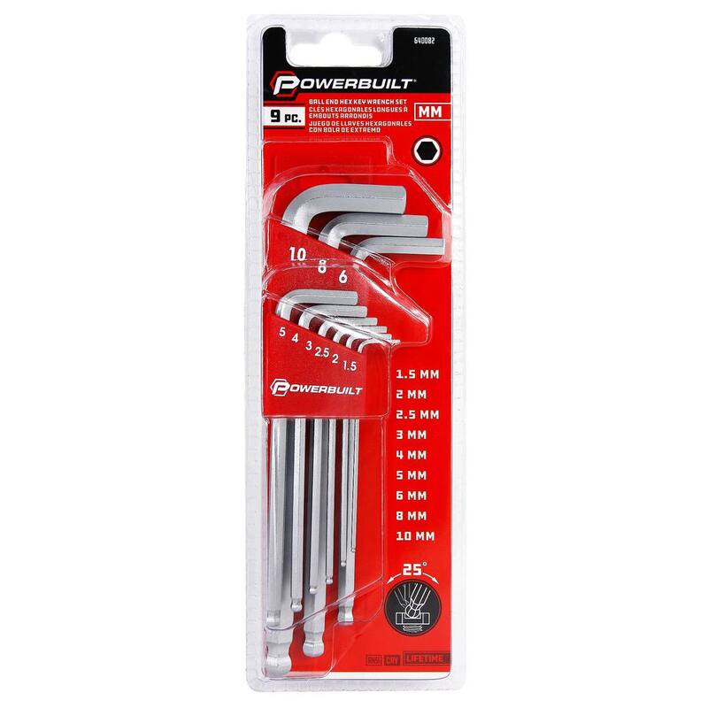 Powerbuilt 9-Piece Metric Long Arm Hex Key Wrench Set - 640082