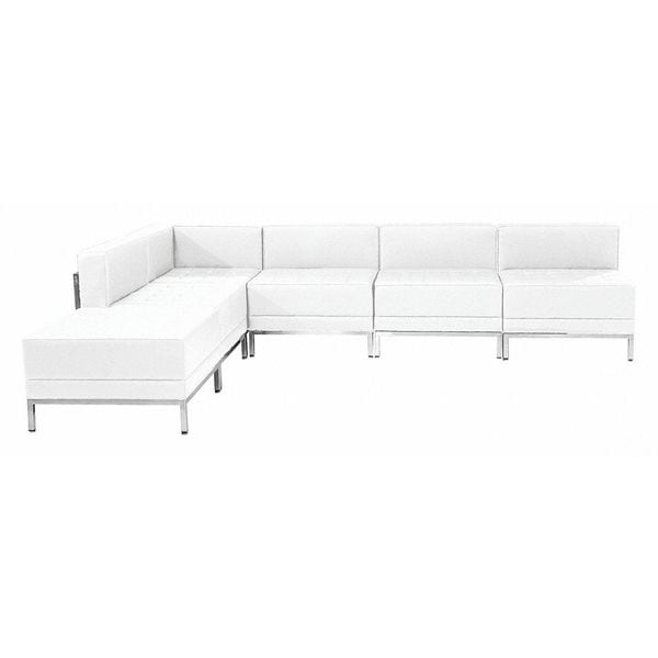 Flash Furniture 6 pcs. Living Room Set, 28-1/2", 84-1/2" x 27-1/2", Upholstery Color: White - ZB-IMAG-SECT-SET10-WH-GG
