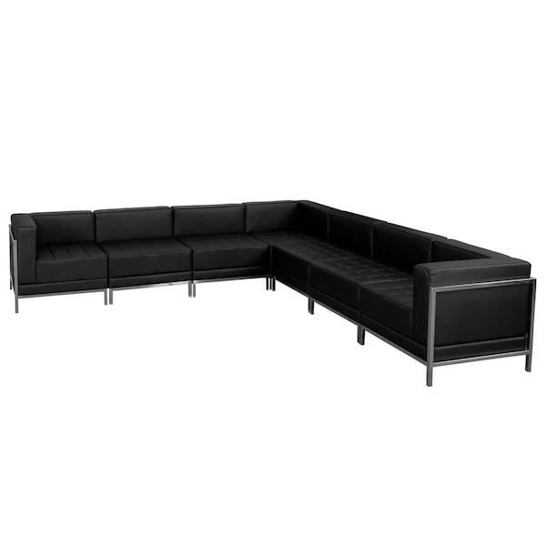 Flash Furniture 7 pcs. Living Room Set, 28-3/4", 113" x 27-1/2", Upholstery Color: Black - ZB-IMAG-SECT-SET1-GG