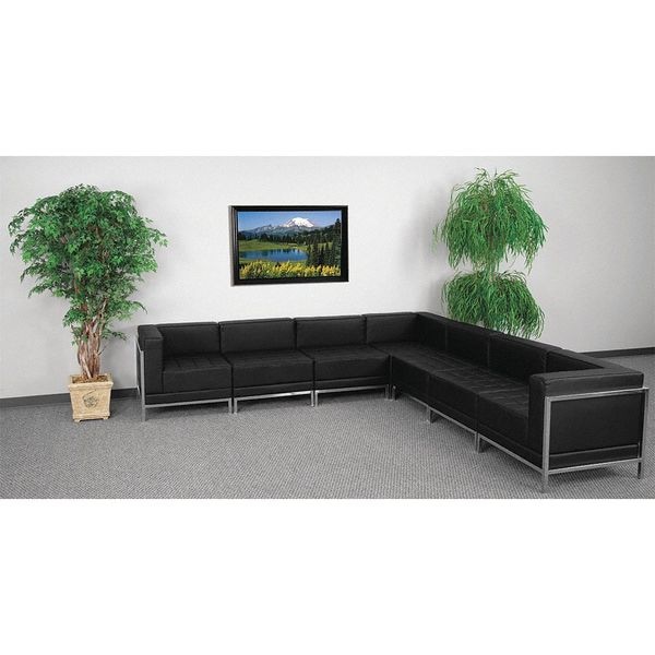 Flash Furniture 7 pcs. Living Room Set, 28-3/4", 113" x 27-1/2", Upholstery Color: Black - ZB-IMAG-SECT-SET1-GG