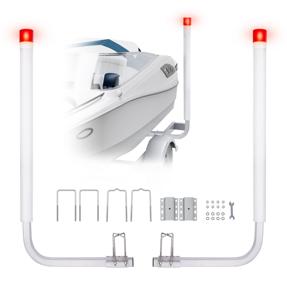 VEVOR Marine Trailer Guide Set, 46” LED Illuminated Guide Poles, Pair of Steel, Corrosion-Resistant, with PVC Covering, Suitable for Ski, Fishing, and Sailboat Trailers 2024 - CTCDGDLX40YC7S4TUV0